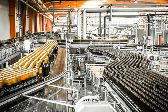 A production line with an industrial scale cooling system